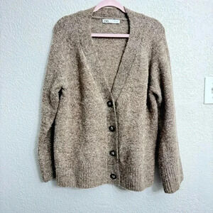 Zara Women's Brown Cardigan Sweater